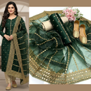 Unstich Full Heavy Embroidered Botel Green